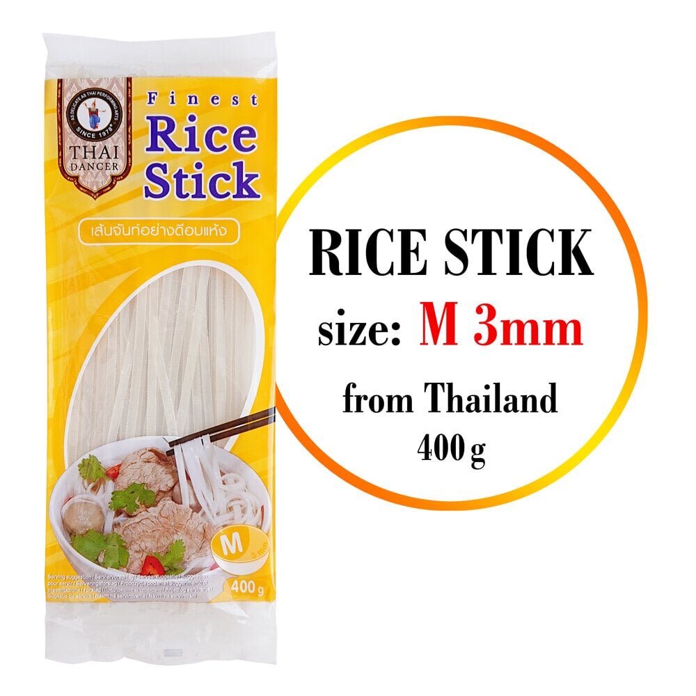 Riisi klaasnuudlid, Finest Rice Stick, Thai Dancer, 400g, M 3mm hind ja info | Makaronid | kaup24.ee