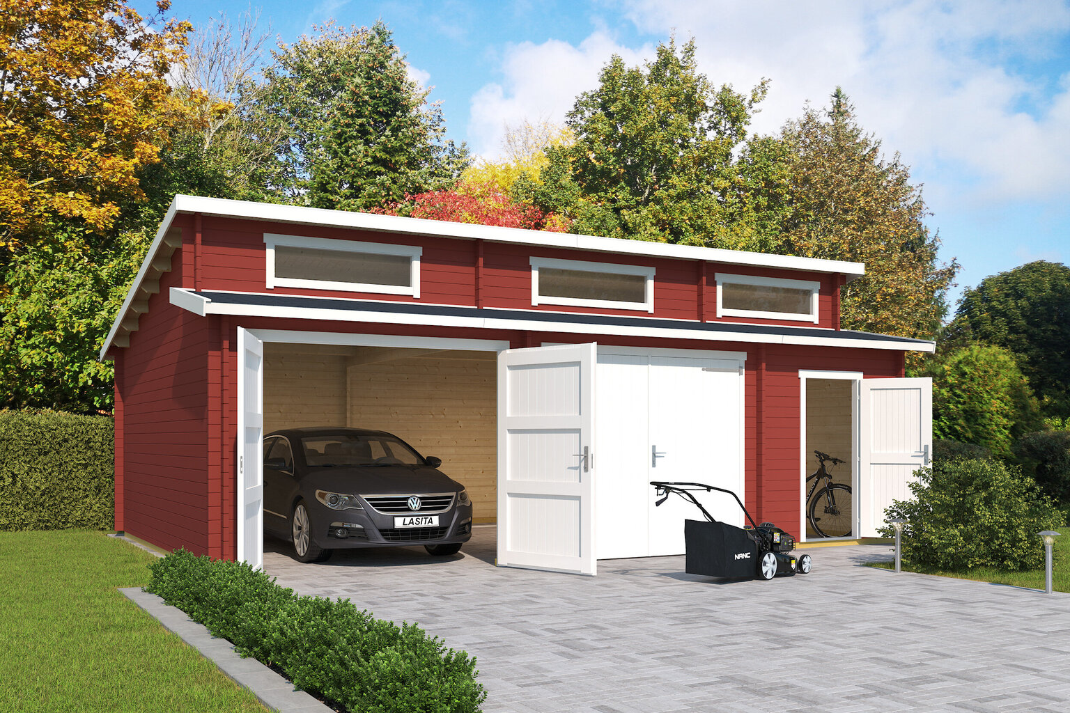 Garaaž Havi 39,4 m² 2-le autole, eraldi hoiuruumiga ja puitväravatega hind ja info | Kuurid ja aiamajad | kaup24.ee