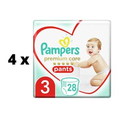 Подгузники Pampers Premium Pants, Carry Pack, размер 3, 28 шт. х 4 шт. упаковка цена и информация | Подгузники | kaup24.ee