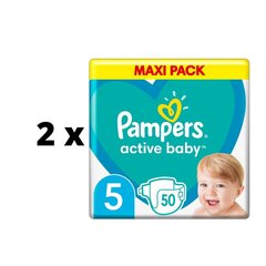 Подгузники Pampers Active Baby Maxi Pack S5, 50 шт. х 2 шт. упаковка цена и информация | Подгузники | kaup24.ee