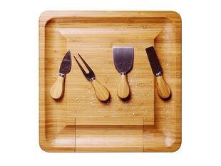 Бамбуковая сервировочная доска для сыра с ножами цена и информация | Разделочные доски | kaup24.ee