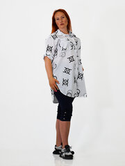 Блуза-рубашка свободного кроя с рисунком с фигурными вырезами в подоле с регулируемой длиной рукава цена и информация | Женские блузки, рубашки | kaup24.ee
