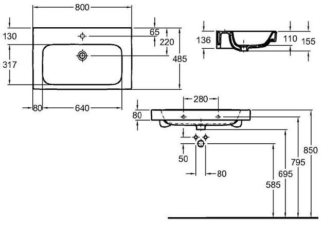 Vannitoakapp valamuga KOLO Modo 80 cm, valge hind ja info | Vannitoakapid | kaup24.ee