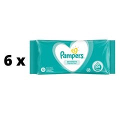 Салфетки PAMPERS Sensitive, 12 шт. x 6 шт., упаковка цена и информация | Влажные салфетки | kaup24.ee