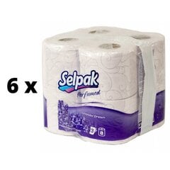 Туалетная бумага Selpak Spa Lavender, 3 слоя, 18,6 метра, 150 листов, 8 шт. х 6 шт. упаковка цена и информация | Туалетная бумага, бумажные полотенца | kaup24.ee