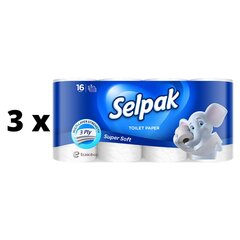 WC paber SELPAK, 3 kihti, 16,8m, 140 lehte, 16tk x 3 tk. pakett цена и информация | Туалетная бумага, бумажные полотенца | kaup24.ee