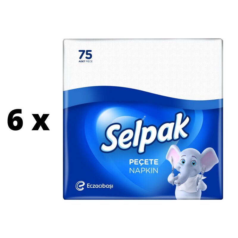 Salvrätikud SELPAK Classic, valge, 3 kihti, 30 x 30 cm, 75 tk. x 6 pakk hind ja info | Niisked salvrätikud, vatipadjad ja -tikud | kaup24.ee