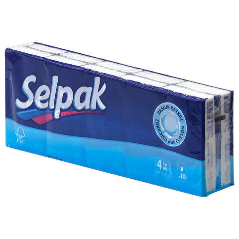 Ühekordsed taskurätikud SELPAK Classic, 4 kihti, 10 x 10tk x 1tk. hind ja info | Niisked salvrätikud, vatipadjad ja -tikud | kaup24.ee