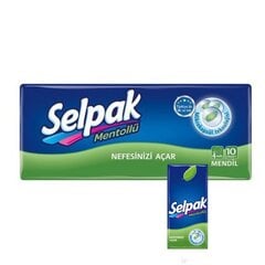 Ühekordsed taskurätikud SELPAK Menthol, 4 kihti, 10 x 10 tk x 1 tk. цена и информация | Ватная продукция, влажные салфетки | kaup24.ee