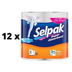 Paberrätik SELPAK, 3 kihti, 11,25 meetrit, 84 lehte, 2 tk. x 12 pakk hind ja info | WC-paber, majapidamispaber | kaup24.ee