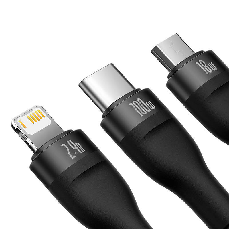 Baseus Flash Series, USB-C/Micro USB/Lightning, 1.2 m цена и информация | Kaablid ja juhtmed | kaup24.ee