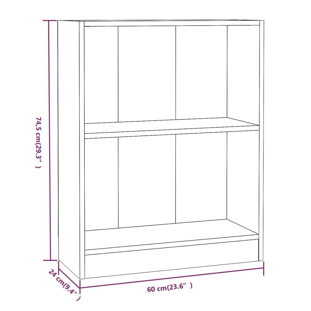 vidaXL raamaturiiul, suitsutatud tamm, 60 x 24 x 74,5 cm, tehispuit hind ja info | Riiulid | kaup24.ee