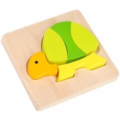 Мини деревянный пазл Tooky Toy, черепаха цена и информация | Игрушки для малышей | kaup24.ee