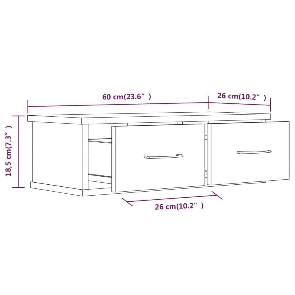 vidaXL raamatukapp, suitsutatud tamm, 60 x 26 x 18,5 cm, tehispuit цена и информация | Riiulid | kaup24.ee