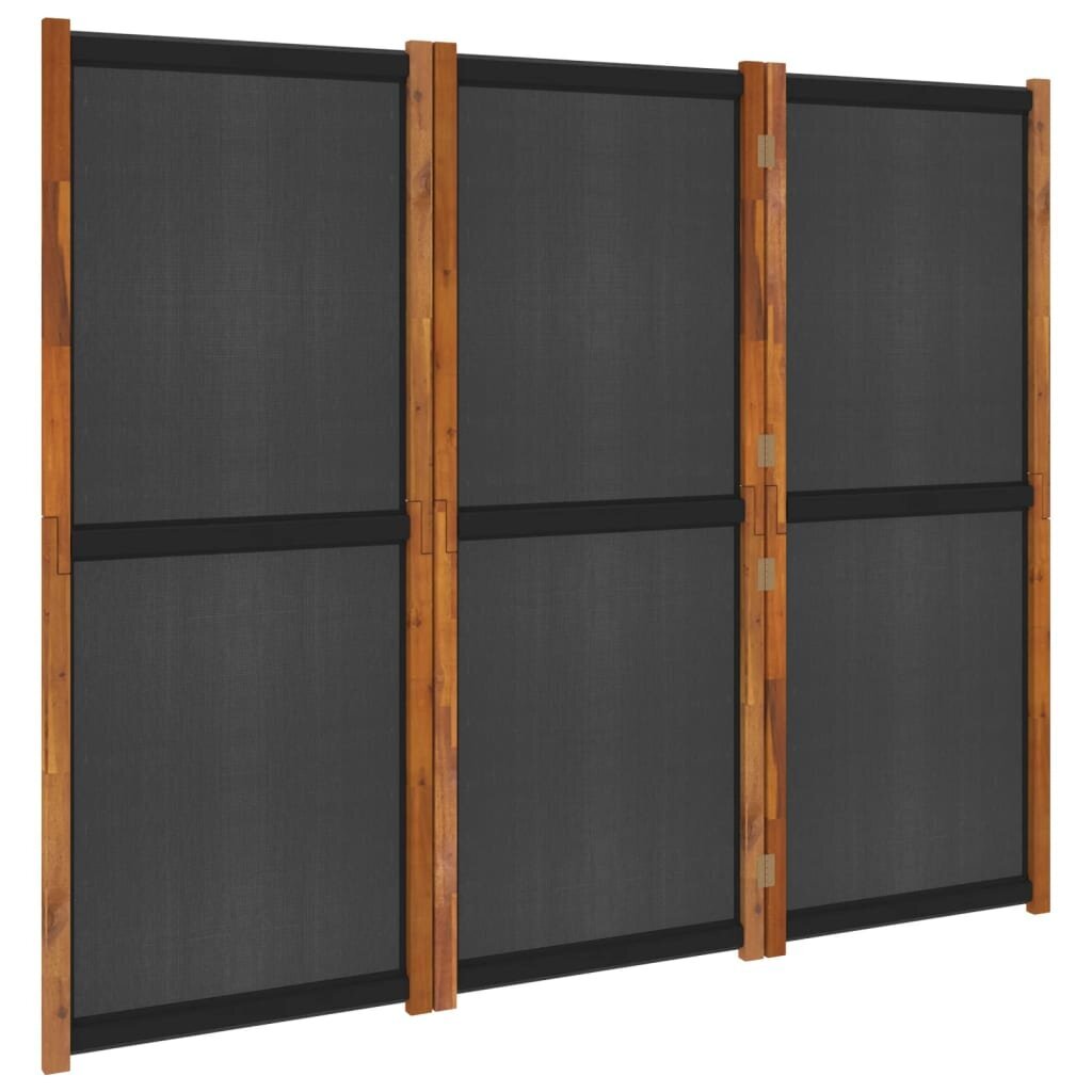 vidaXL 3 paneeliga ruumijagaja, must, 210 x 180 cm hind ja info | Sirmid ja vaheseinad | kaup24.ee