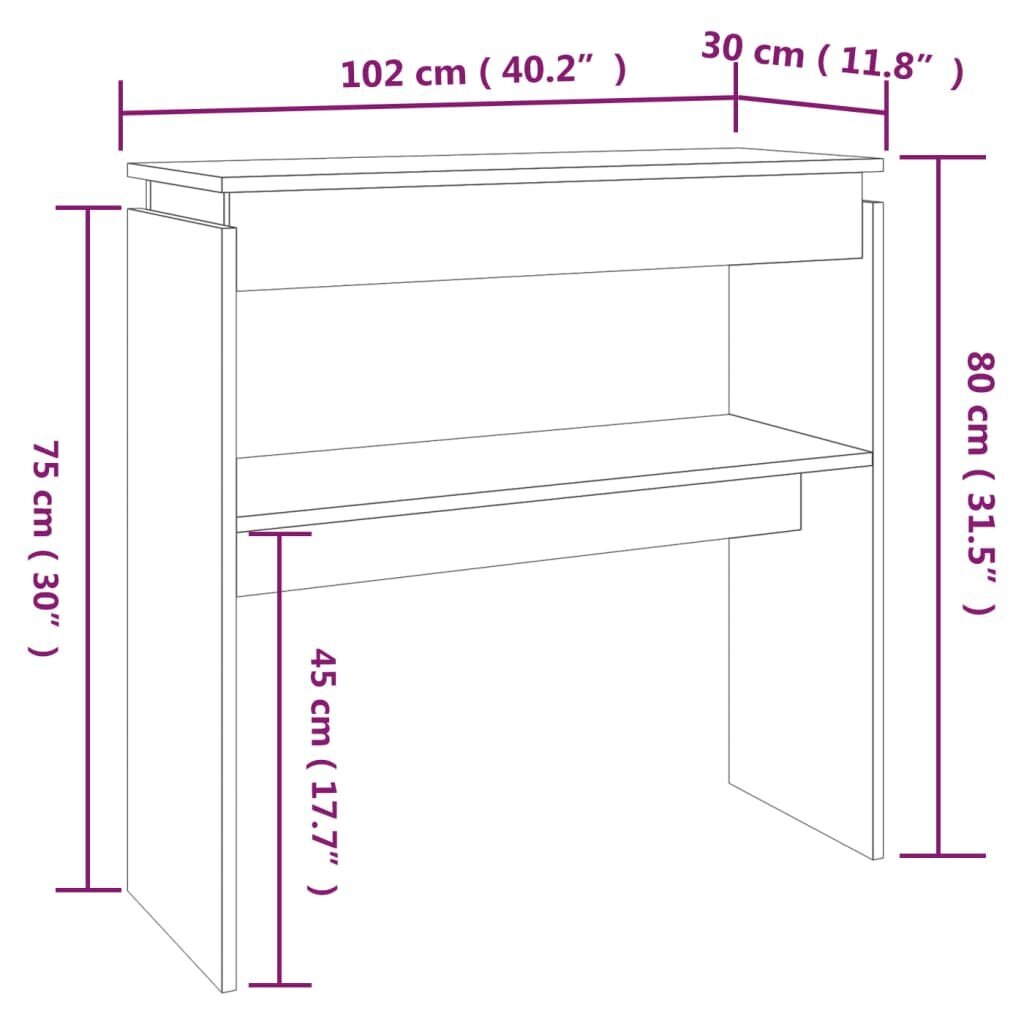 Konsoollaud, hall tamm, 102x30x80cm, puit цена и информация | Diivanilauad | kaup24.ee