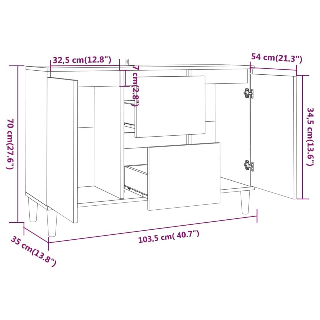 vidaXL puhvetkapp, suitsutatud tamm, 103,5 x 35 x 70 cm, tehispuit цена и информация | Elutoa väikesed kapid | kaup24.ee