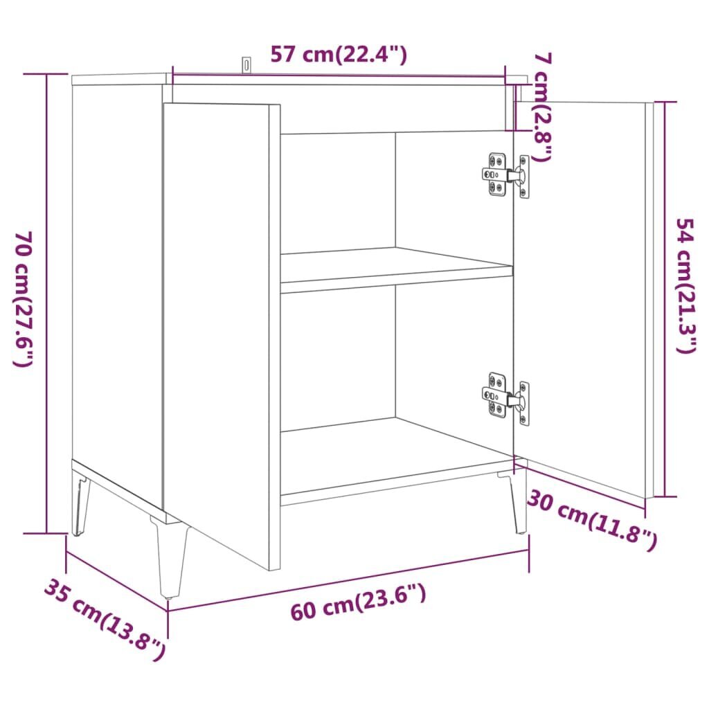 vidaXL puhvetkapp, suitsutatud tamm, 60 x 35 x 70 cm, tehispuit hind ja info | Elutoa väikesed kapid | kaup24.ee