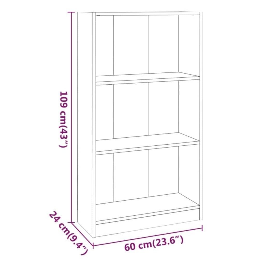 vidaXL raamatukapp, pruun tamm, 60 x 24 x 109 cm, tehispuit цена и информация | Riiulid | kaup24.ee