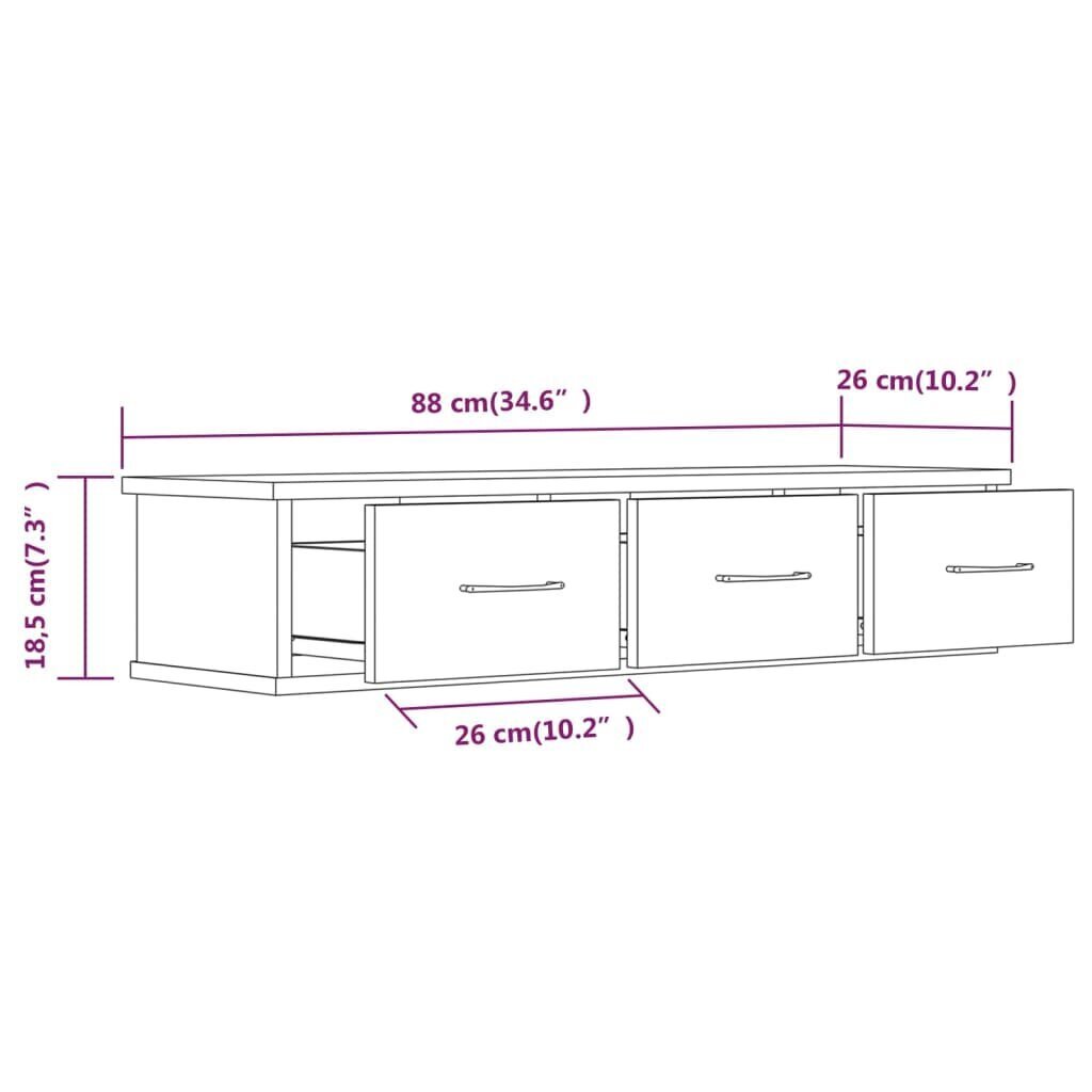 vidaXL raamatukapp, suitsutatud tamm, 88 x 26 x 18,5 cm, tehispuit hind ja info | Elutoa väikesed kapid | kaup24.ee