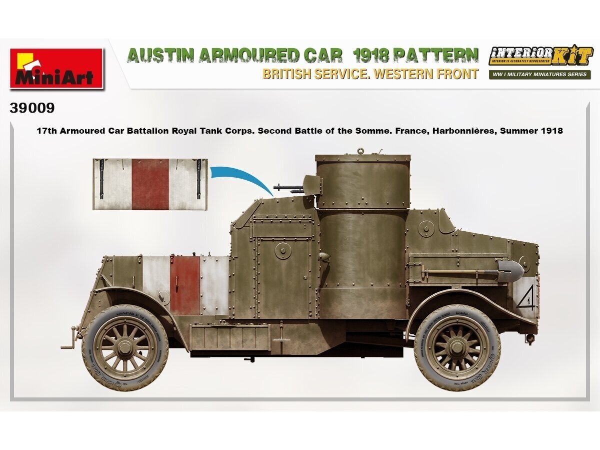 Liimitav mudel MiniArt Austin Armoured Car 1918 Pattern. British Service. Western Front . Interior Kit 1/35 hind ja info | Liimitavad mudelid | kaup24.ee