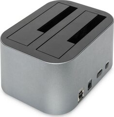 Док-станция Digitus 2,5"/3,5" USB 3.0 с двумя жесткими дисками SATA, Серебряный цена и информация | Охлаждающие подставки и другие принадлежности | kaup24.ee