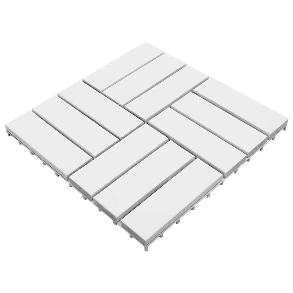 Terrassiplaat 20 tk vidaXL, valge, 30 x 30 cm, akaatsiapuit цена и информация | Terrassipõrandad | kaup24.ee