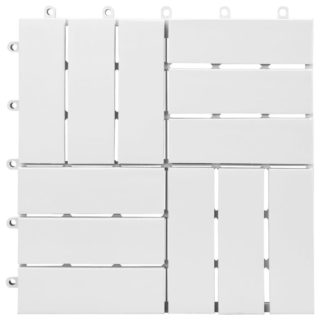 Terrassiplaat 30 tk vidaXL, valge, 30 x 30 cm, akaatsiapuit цена и информация | Terrassipõrandad | kaup24.ee