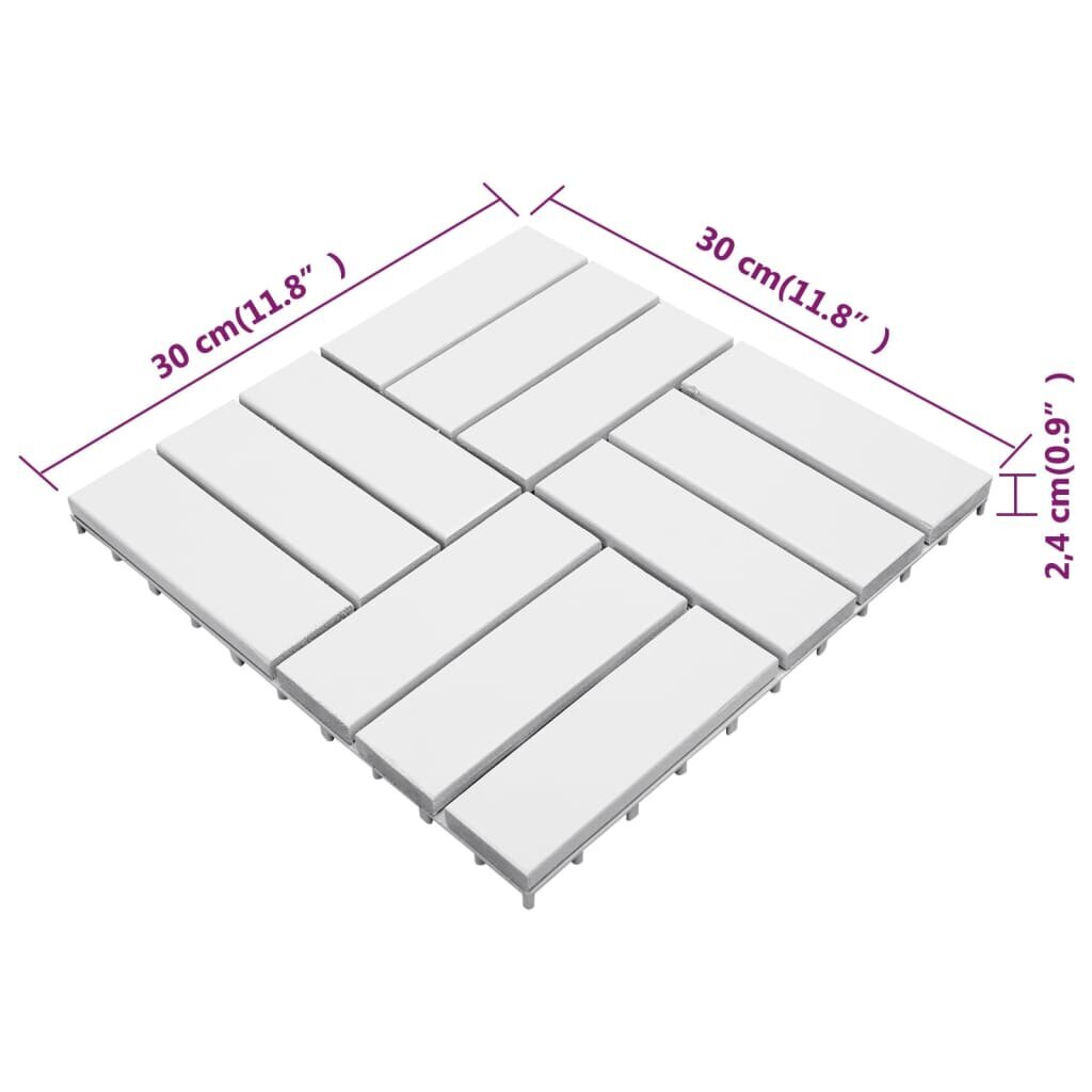 Terrassiplaat 30 tk vidaXL, valge, 30 x 30 cm, akaatsiapuit цена и информация | Terrassipõrandad | kaup24.ee