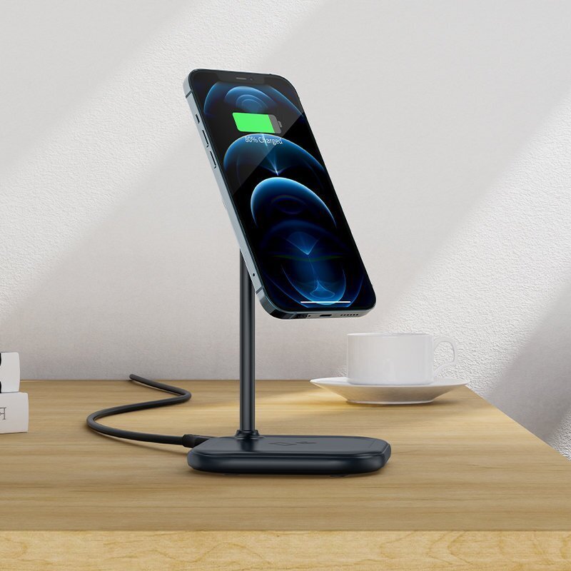 Acefast 15W Qi Wireless Charger for iPhone (with MagSafe) and Apple AirPods Stand Holder Magnetic Holder Gray (E6 gray) hind ja info | Mobiiltelefonide laadijad | kaup24.ee