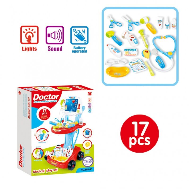 Laste arstikomplekt Little Doctor's Set Woopie, 17 tükki, sinine цена и информация | Arendavad mänguasjad | kaup24.ee