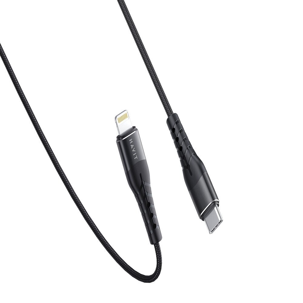 HAVIT cable HV-RH14 USB-C - Lightning 1,2m black hind ja info | Mobiiltelefonide kaablid | kaup24.ee