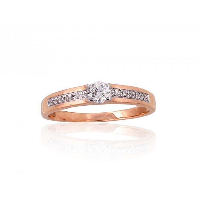 Sõrmus punasest kullast briljandiga Diamond Sky "Malori", proov 585 4752263018112 hind ja info | Sõrmused | kaup24.ee