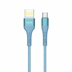 HAVIT cable H6113 USB - USB-C 1,2m 2,1A blue hind ja info | Mobiiltelefonide kaablid | kaup24.ee