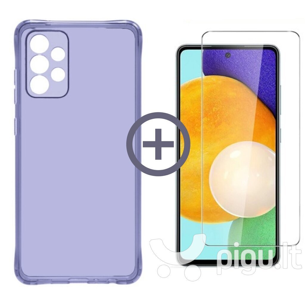 Protection Set - Clear Case Antishock Samsung Galaxy A13, lilla + ekraani kaitseklaas Saundberry Basic(Case Friendly) цена и информация | Telefoni kaaned, ümbrised | kaup24.ee