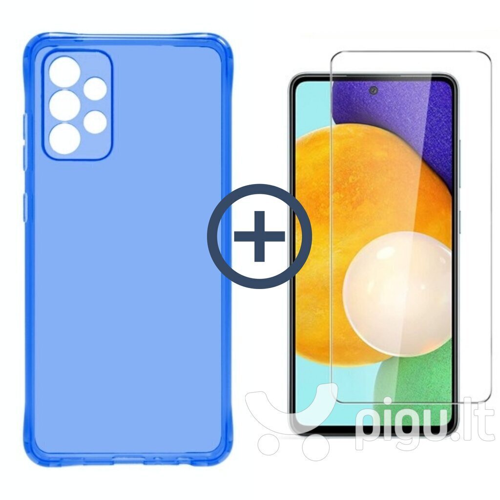 Protection Set - Clear Case Antishock Samsung Galaxy A13, sinine + ekraani kaitseklaas Saundberry Basic(Case Friendly) цена и информация | Telefoni kaaned, ümbrised | kaup24.ee