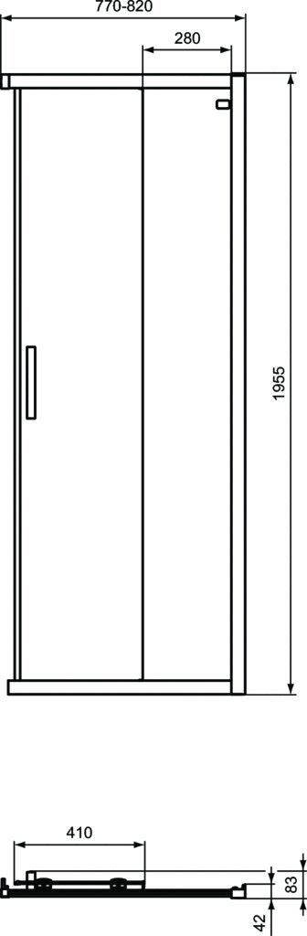 Dušikabiini lükanduks Ideal Standard CONNECT 2 80x195 cm, mattmust. K9259V3 hind ja info | Dušikabiinid | kaup24.ee