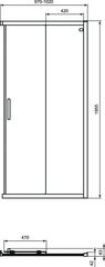 Раздвижная дверь Ideal Standard Connect 2 для душевой кабины, 100x195 см, черная матовая К9262V3 цена и информация | Душевые кабины | kaup24.ee