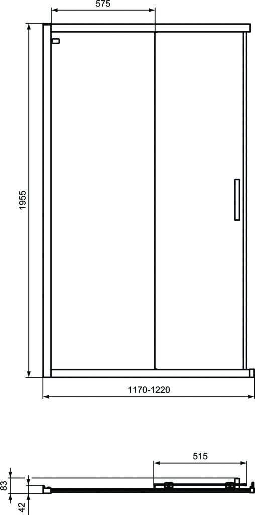 Dušikabiini lükanduks Ideal Standard CONNECT 2 120x195 cm, mattmust. K9264V3 цена и информация | Dušikabiinid | kaup24.ee