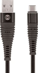 Forever USB type-C cable Shark black hind ja info | Mobiiltelefonide kaablid | kaup24.ee
