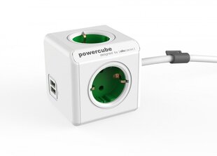 Allocacoc pikendusjuhe PowerCube USB, 1,5m, roheline цена и информация | Удлинители | kaup24.ee