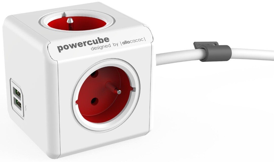 Allocacoc pikendusjuhe PowerCube USB, 1,5m, punane hind ja info | Pikendusjuhtmed, kaablid | kaup24.ee