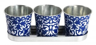 flowerpots 29,6 x 10,1 cm zinc blue 3 pieces - hind ja info | Dekoratiivsed lillepotid | kaup24.ee