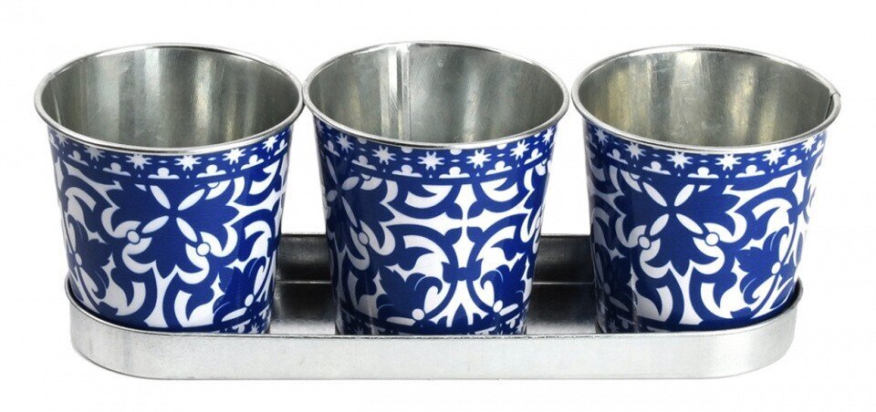 flowerpots 29,6 x 10,1 cm zinc blue 3 pieces - цена и информация | Dekoratiivsed lillepotid | kaup24.ee