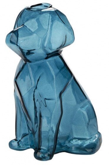 vase dog 15 x 8 x 10,5 cm glass blue - цена и информация | Vaasid | kaup24.ee