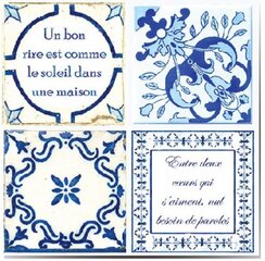 wall sticker French Quote 20 cm PVC blue/white 12 pieces - hind ja info | Seinakleebised | kaup24.ee