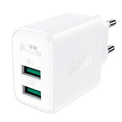 Acefast charger 2x USB 18W QC 3.0, AFC, FCP white (A33 white) цена и информация | Зарядные устройства для телефонов | kaup24.ee