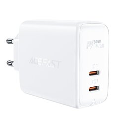 Acefast charger GaN USB Type C 50W, PD, QC 3.0, AFC, FCP white (A29 white) цена и информация | Зарядные устройства для телефонов | kaup24.ee