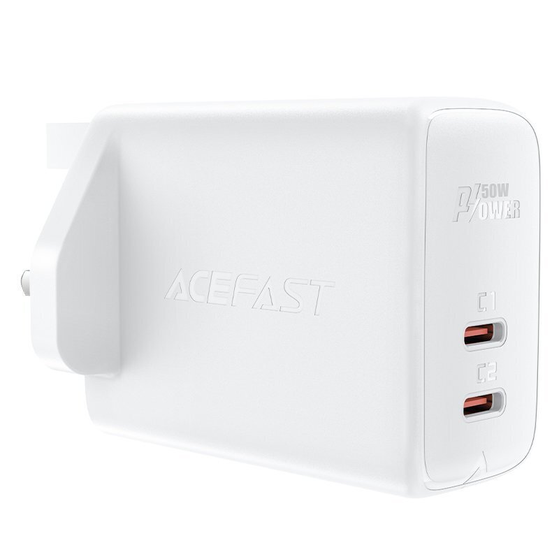 Acefast GaN charger (UK plug) 2x USB Type C 50W, Power Delivery, PPS, Q3 3.0, AFC, FCP (A32 UK) цена и информация | Mobiiltelefonide laadijad | kaup24.ee