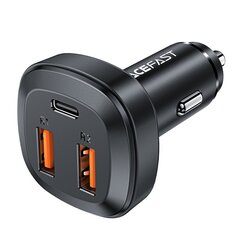 Acefast car charger 66W 2x USB / USB Type C, PPS, Power Delivery, Quick Charge 4.0, AFC, FCP, SCP black (B9) цена и информация | Зарядные устройства для телефонов | kaup24.ee